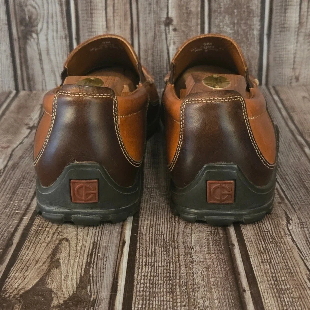 Sz 9 M Mens Cole Haan Tucker Venetian Brown Leather Vibram Sole Loafers Shoes